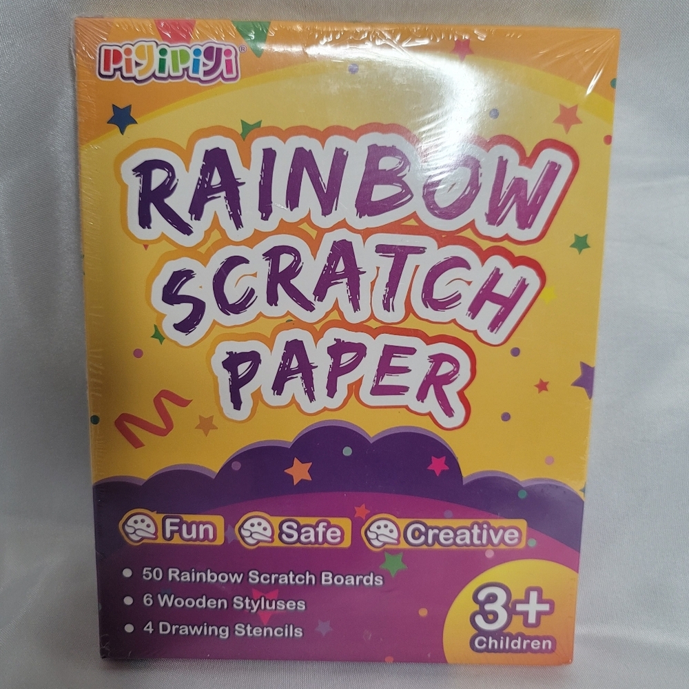 Rainbow Scratch Notebook, Scratch Paper and Origami Paper Set 3pcs BUNDLE -NEW - Picture 12 of 17